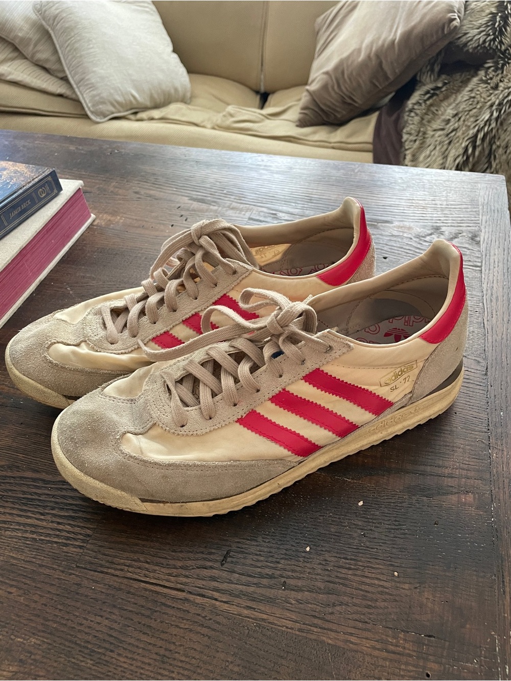 adidas SL 72 Men's Beige Sneakers with Red Stripes